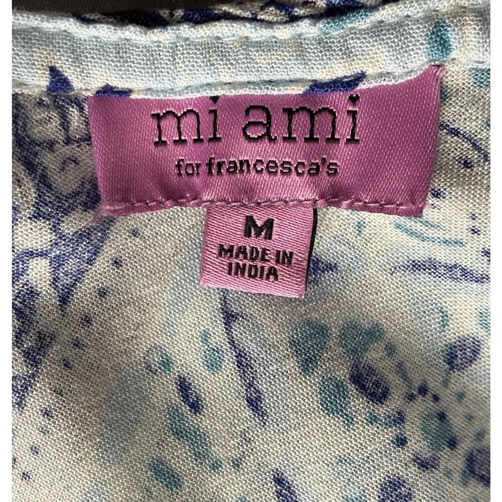 Mi Ami for Francesca’s M Blue Floral Kimono Ruana Boho Coastal Resort Cover Up - Picture 4 of 6